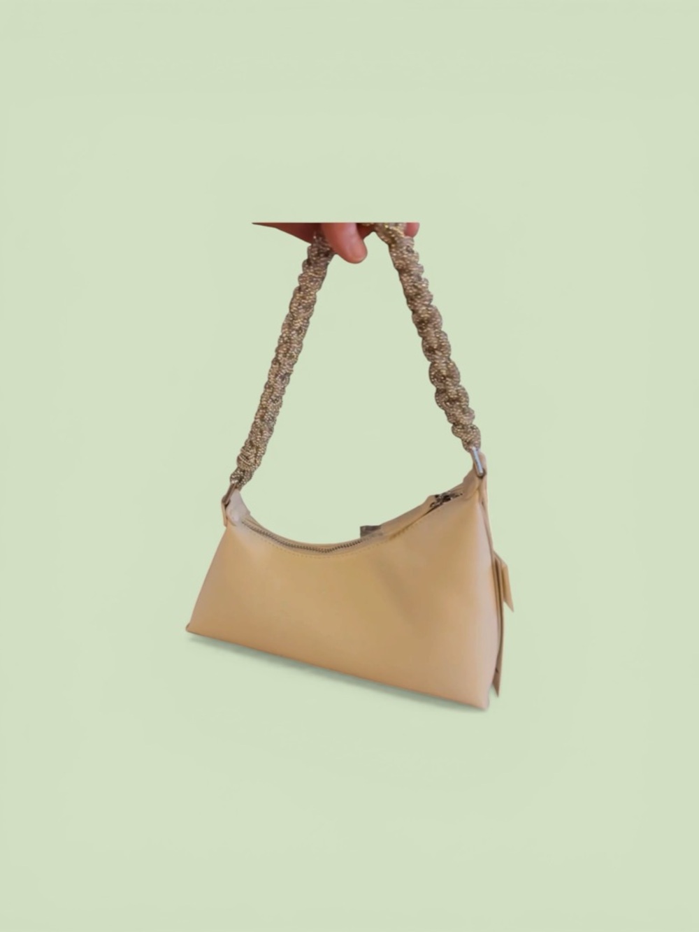 Madison West Cream Shoulder Bag with Braided Metallic Strap - Picture 2 of 11